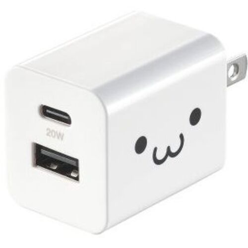 ＡＣ充電器／ＵＳＢ　ＰＤ２０Ｗ／ＵＳＢ－Ｃ・Ａ／しろちゃん　ＭＰＡ－ＡＣ１２０２０ＷＦ　■お取り寄せ品