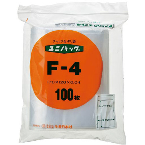 【値下げ品】ユニパック　チャック付ポリ袋　Ａ６　１００枚入