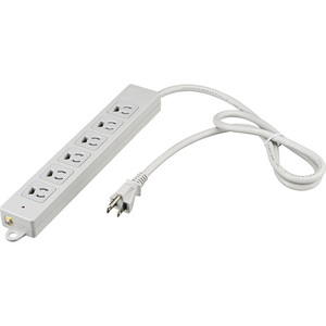 ３ピン式電源タップ　２重構造　雷サージ＆ランプ付　６個口／１ｍ　ライトグレー　■お取り寄せ品
