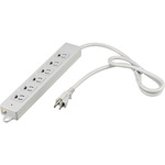 ３ピン式電源タップ　２重構造　雷サージ＆ランプ付　６個口／１ｍ　ライトグレー　■お取り寄せ品