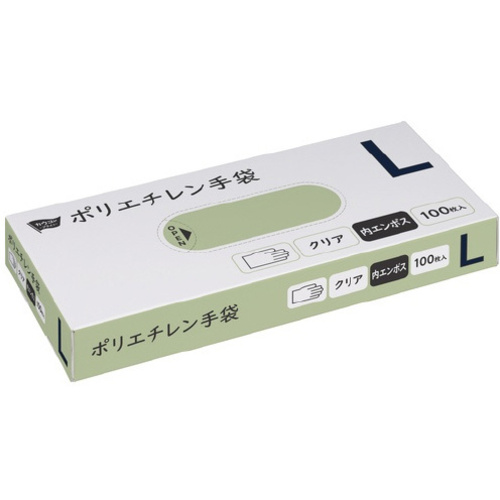ポリエチレン手袋　内エンボス　Ｌ　１００枚入　クリア&times;６０