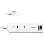 ４口電源タップ　Ａタイプ　２ＵＳＢ　２．１Ａ　１ｍ　国内・海外兼用　（ホワイト）　■お取り寄せ品