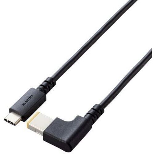 ノートＰＣ用充電ケーブル／ＵＳＢ　Ｔｙｐｅ－Ｃ／ＤＣ角コネクタ／６０Ｗ／２．０ｍ／ブラック　■お取り寄せ品