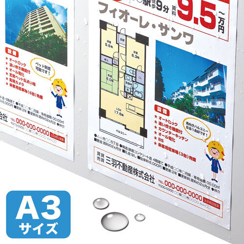 カラーレーザー用耐水紙（標準・Ａ３）　ＬＢＰ－ＷＰＦ１２ＭＤＰＮ－Ａ３　■お取り寄せ品