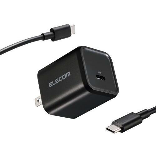 ＡＣ充電器／ＵＳＢ　ＰＤ／４５Ｗ／Ｔｙｐｅ－Ｃ／ケーブル付／ブラック　ＡＣＤＣ－ＰＤ１２３４５ＢＫ　■お取り寄せ品