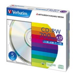 ＣＤ－ＲＷ　７００ＭＢ　ＰＣデータ用　１２倍速　５枚スリムケース入り　シルバーディスク　■お取り寄せ品