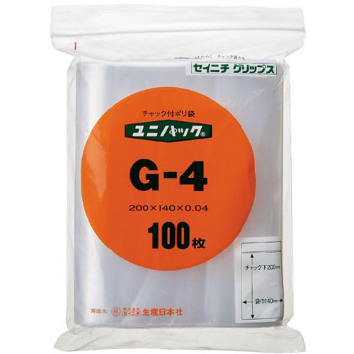 【値下げ品】ユニパック　チャック付ポリ袋　Ｂ６　１００枚入&times;５