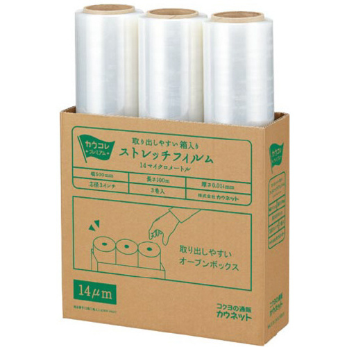 ストレッチフィルム１４&mu;ｍ５００&times;３００ｍ３巻&times;６