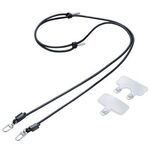 スマホショルダーストラップ／ホールシート付／丸紐４ｍｍ／ブラック　Ｐ－ＳＴＳＤＨ２ＬＲ０４ＢＫ　■お取り寄せ品