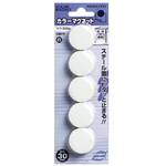 カラーマグネット　φ３０ｍｍ５個入　白Ｘ５