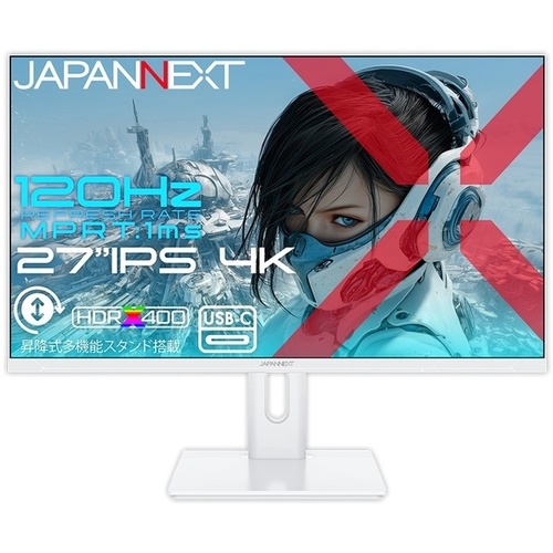 ゲーミングディスプレイ　２７型／３８４０&times;２１６０／ホワイト　ＪＮ－Ｅｉ２７Ｇ１２０Ｕ２－ＨＳＰＣ６－Ｗ　■２営業日内届