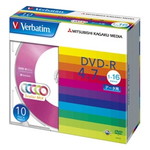 ＤＶＤ－Ｒ　４．７ＧＢ　ＰＣデータ用　１６倍速対応　１０枚スリムケース入り　カラーミックス　■お取り寄せ品