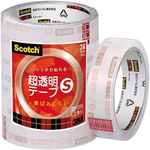 スコッチ　超透明テープＳ　２４ｍｍ幅５巻