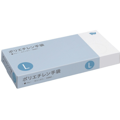 ポリエチレン手袋　外エンボス　Ｌ　１００枚入　ブルー&times;６０
