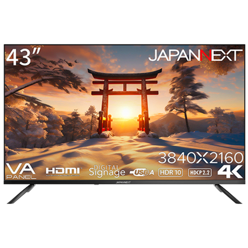 液晶ディスプレイ　４３型／３８４０×２１６０／ＨＤＭＩ×３／ブラック／スピーカー：有／１年保証　■２営業日内届