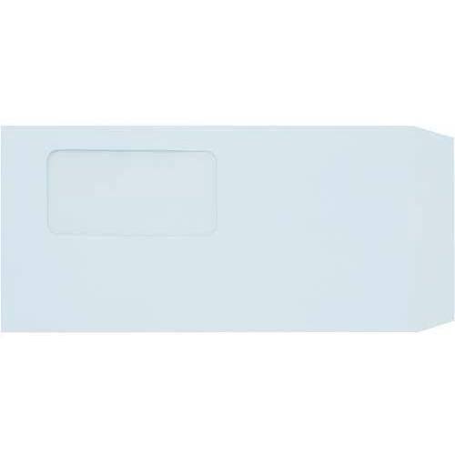 長６　窓付封筒テープのり付き　ソフトブルー１００枚