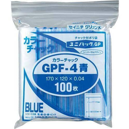 ユニパックカラーチャック青Ａ６　１００枚入&times;５