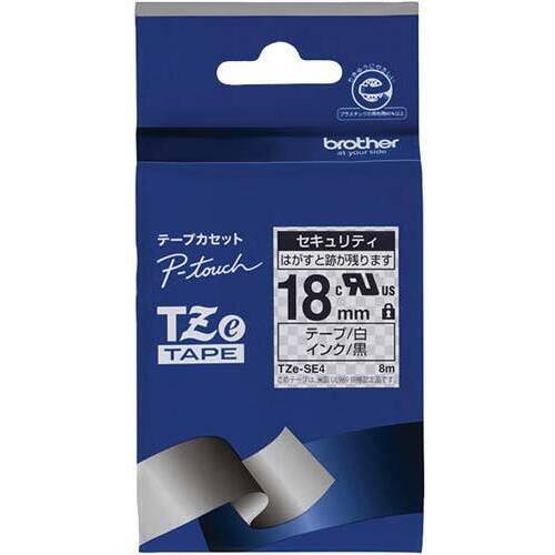 ピータッチ　セキュリティテープ白　黒文字１８ｍｍ幅　【お取り寄せ品】６営業日以内届