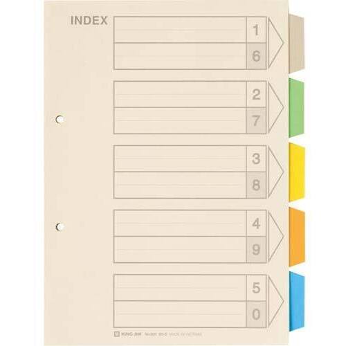 カラーインデックス　Ｂ５縦　２穴　５山　１０組