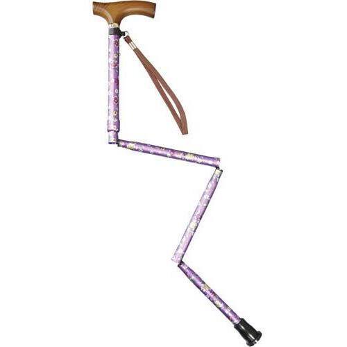 すべりにくい杖　伸縮折りたたみ式　紫花柄　１本　【お取り寄せ品】８営業日以内届
