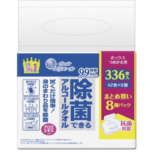 除菌できるアルコールタオル　ボックス　詰替用８Ｐ