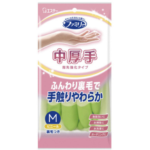 ファミリービニール中厚手指先強化　Ｍグリーン&times;１０