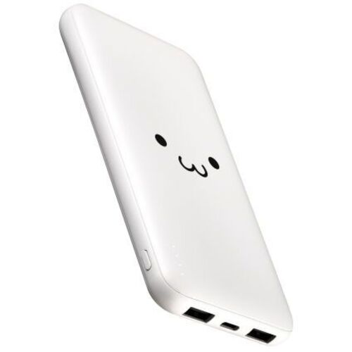 モバイルバッテリー／１５Ｗ／１００００ｍＡｈ／しろちゃん　ＤＥ－Ｃ６６－１００００ＷＦ　■お取り寄せ品