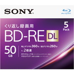 ビデオ用ＢＤ－ＲＥ　書換型　片面２層５０ＧＢ　２倍速　ホワイトワイドプリンタブル　５枚パック　■お取り寄せ品