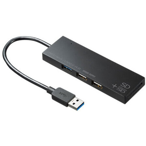 ＵＳＢ３．１＋２．０コンボハブ　カードリーダー付き（ブラック）　ＵＳＢ－３ＨＣ３１６ＢＫＮ　■お取り寄せ品