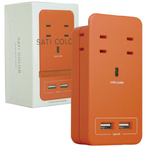 ＳＡＴＩＣＯＬＯＲ　ＡＣ&times;４　ＵＳＢ&times;２　オレンジ　【お取り寄せ品】９営業日以内届