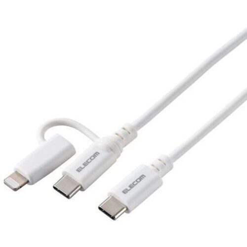 ２ｉｎ１ＵＳＢケーブル／Ｔｙｐｅ－Ｃ＋Ｌｉｇｈｔｎｉｎｇ／１．０ｍ／ホワイト　■お取り寄せ品