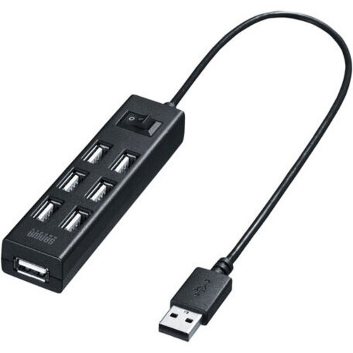 ＵＳＢ２．０ハブ（７ポート・ブラック）　ＵＳＢ－２Ｈ７０２ＢＫＮ　■お取り寄せ品