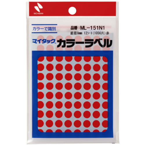 マイタックカラーラベル　８ｍｍ　赤ｘ１０