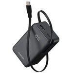 モバイルバッテリー／巻取式ＵＳＢ－Ｃケーブル／２２．５Ｗ／ブラック　ＤＥ－Ｃ８０Ｌ－１００００ＢＫ　■お取り寄せ品