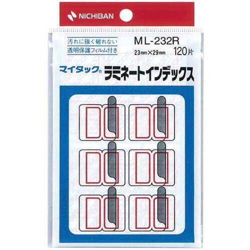 マイタックインデックス　ラミ付中　赤１２０片&times;１０