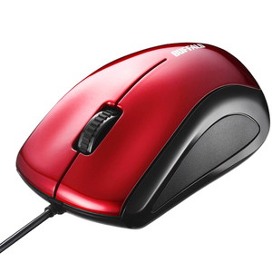 有線レーザー式マウス　静音／３ボタン　レッド　■お取り寄せ品