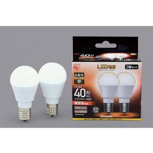 ＬＥＤ　Ｅ１７　広配光４０形　電球色　２個入
