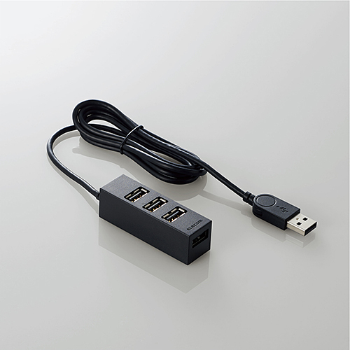 ＵＳＢ　ＨＵＢ２．０／機能主義／セルフパワー／４ポート／１００ｃｍ／ブラック　■お取り寄せ品