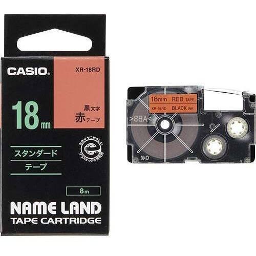 ネームランド　赤色テープ　１８ｍｍ　黒文字