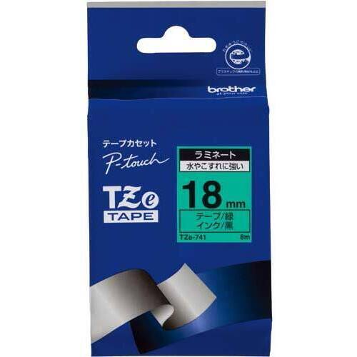 ピータッチ　ラミネート緑色テープ１８ｍｍ黒文字&times;５