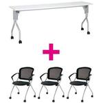セット品　ＵＰ１８４５ＷＨ＆ＭＮチェア肘付ブラック　【組立サービス付】