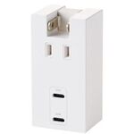 ＵＳＢタップ／ＵＳＢ－Ｃ×２／ＡＣ×１／２０Ｗ／直挿し／１８０度スイング／ホワイト　■お取り寄せ品