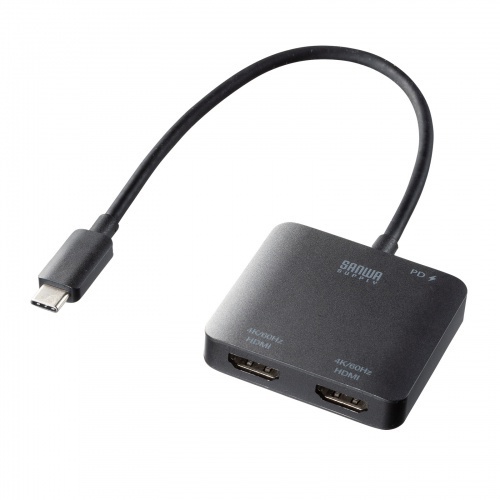 ＵＳＢ　Ｔｙｐｅ－Ｃ　－　ＨＤＭＩ変換アダプタ（２ポート／４Ｋ／ＰＤ対応）　ＡＤ－ＡＬＣＭＳＴ２ＨＤＰＤ　■お取り寄せ品