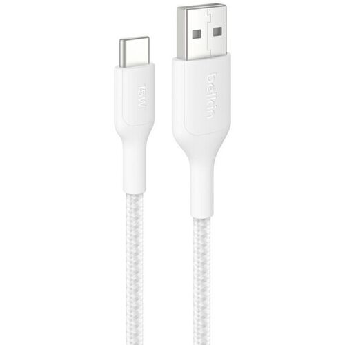 ＢｏｏｓｔＣｈａｒｇｅ　Ｐｒｏ　ＵＳＢ－Ａ　ｔｏ　ＵＳＢ－Ｃ　編組ケーブル１５Ｗ　２Ｍ　ホワイト　■お取り寄せ品