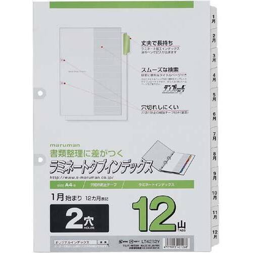 ラミネートタブインデックス　Ａ４縦　１２ヶ月１０組