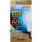 ＬＥＤ一般形電球　全方向　調光付　６０Ｗ形　昼白色　【お取り寄せ品】８営業日以内届