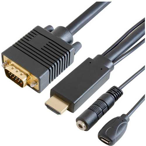 ＨＤＭＩ&rarr;ＶＧＡケーブル　１ｍ　（&phi;３．５・ｍｉｃｒｏＢポート搭載）　ブラック　■お取り寄せ品