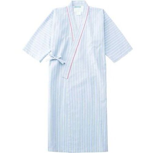 患者衣ガウン（男女兼用）　ブルー&times;ブラウン　Ｌ　２８９－９８　Ｌ