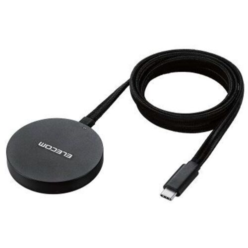 マグネットＱｉ２規格対応ワイヤレス充電器／１５Ｗ／卓上／メッシュケーブル／ブラック　■お取り寄せ品