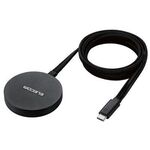 マグネットＱｉ２規格対応ワイヤレス充電器／１５Ｗ／卓上／メッシュケーブル／ブラック　■お取り寄せ品
